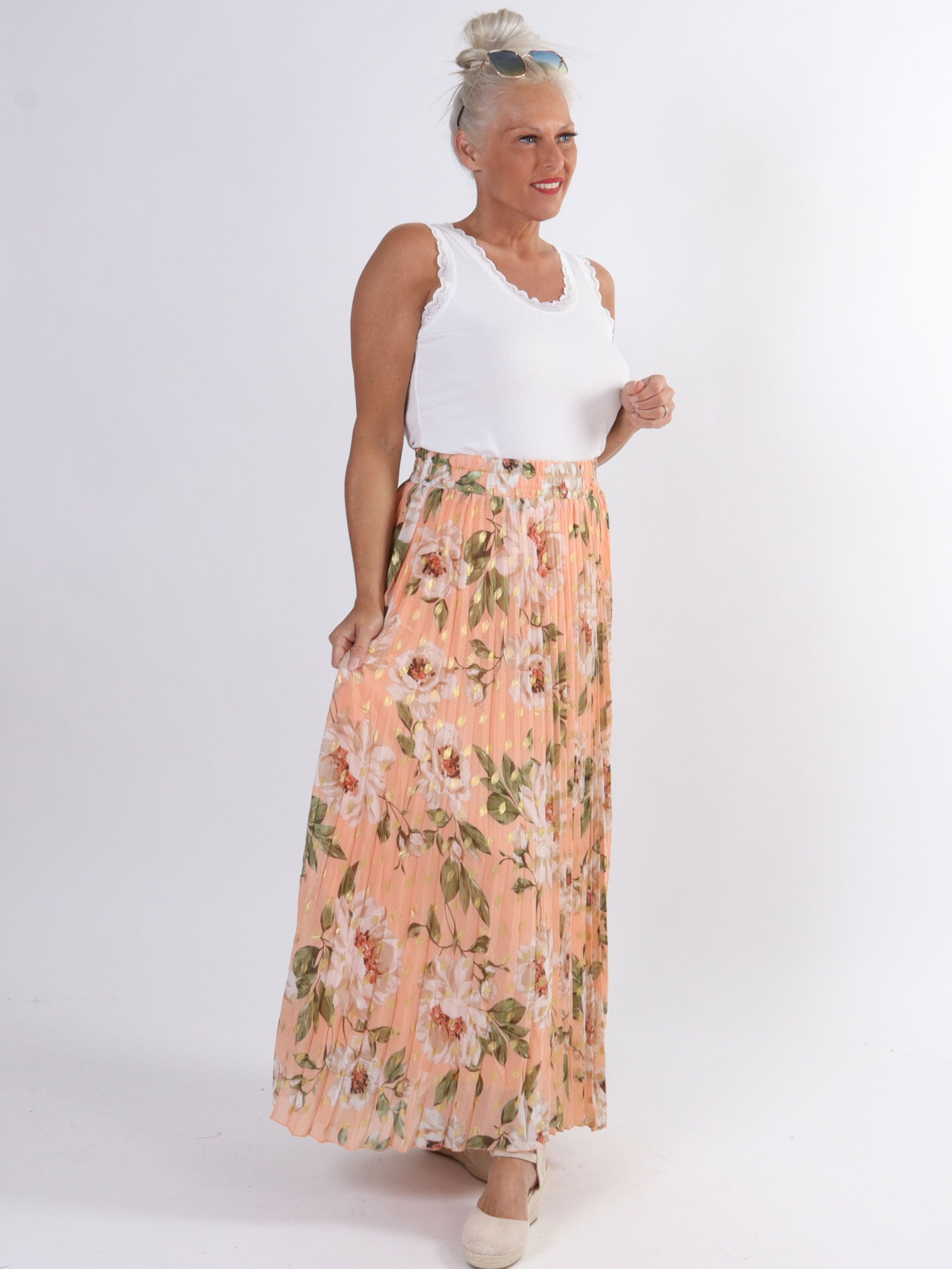 Josefine - Sød plisseret nederdel med blomsterprint